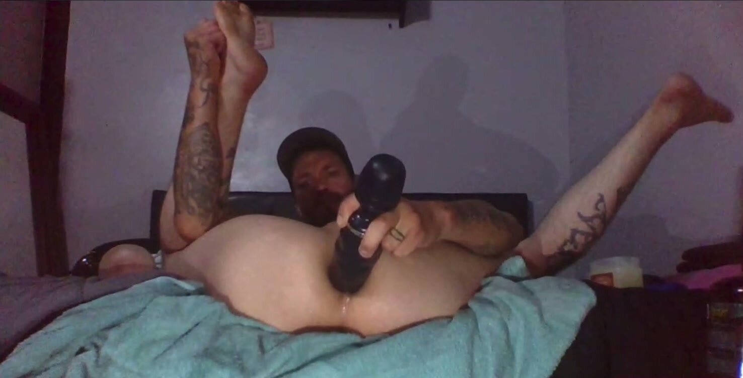 White man takes big dildos part 3