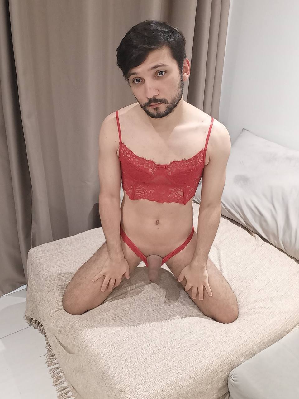 Exposed faggot with gaped hole in a thong