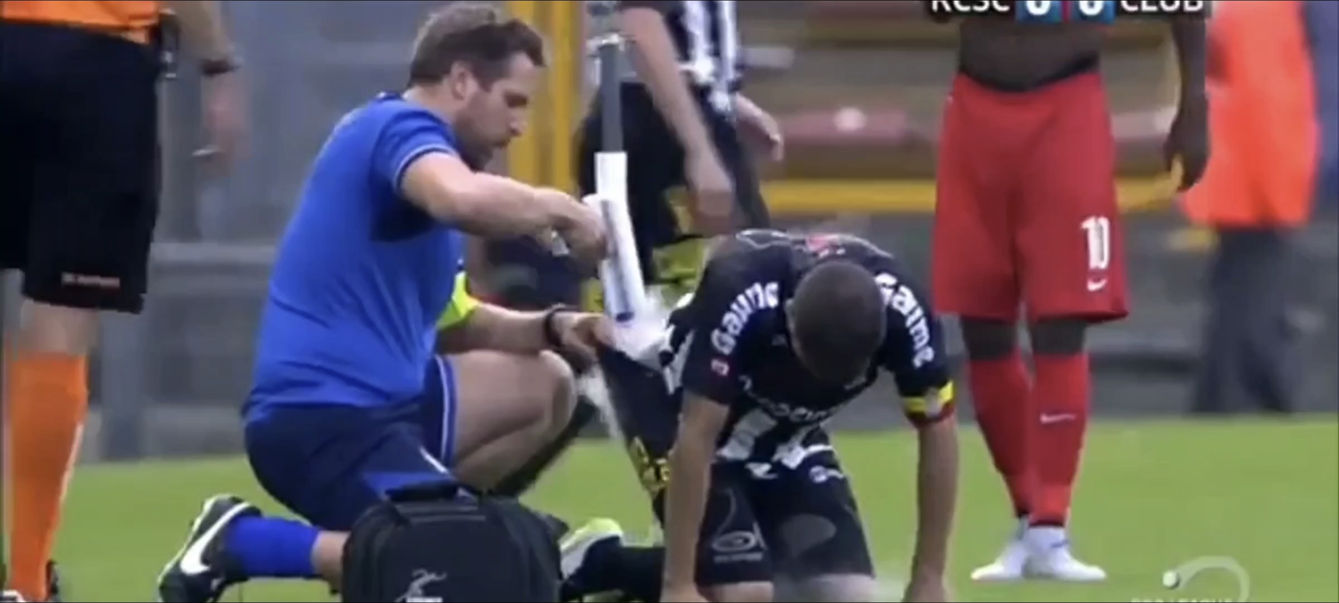 He uses a spray of cold liquid rugby player\