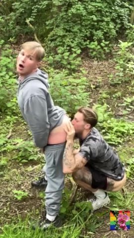 Gay couple have some forest fun