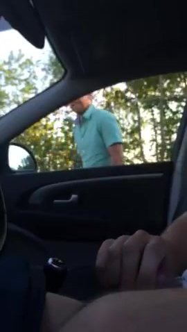 middle-aged sucks in car