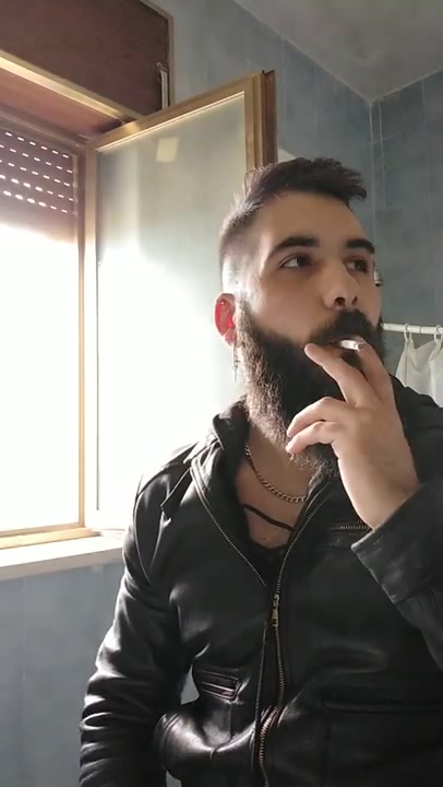 smoking cig in leather