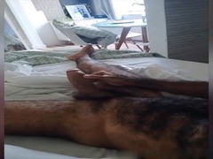 sexy hung hairy beast jerks and busts a nut
