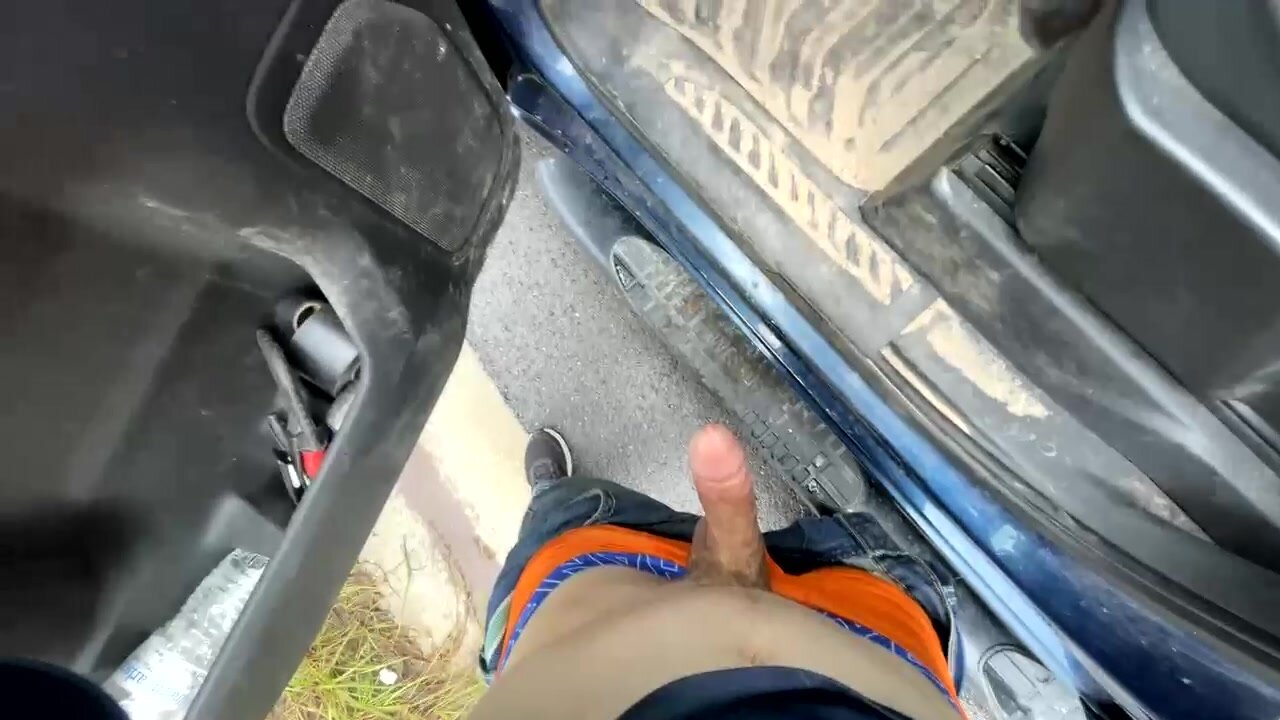 Construction Guy Cums Outside His Truck