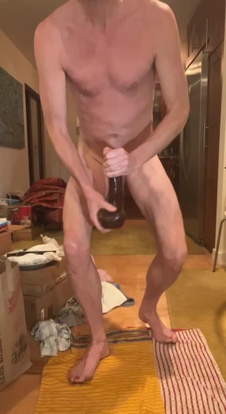 Daddy with small cock wrecks his ass with a dildo