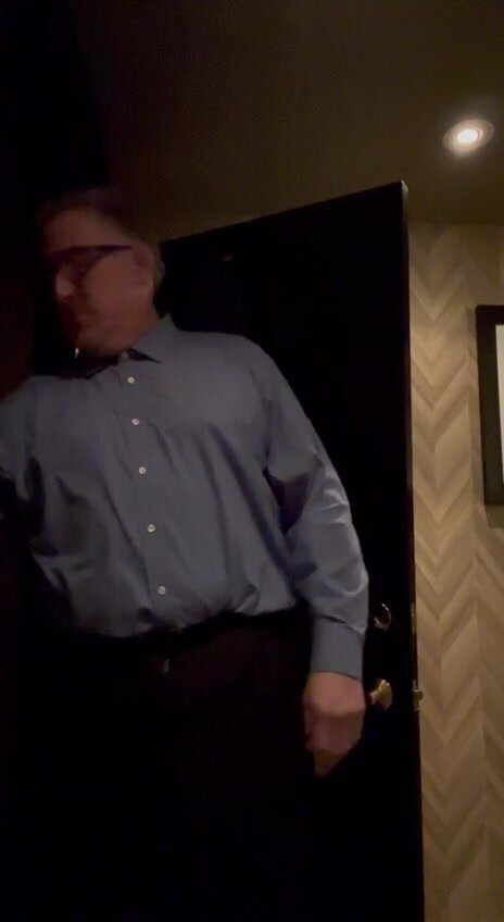 Daddy faggot strips down in a bathroom