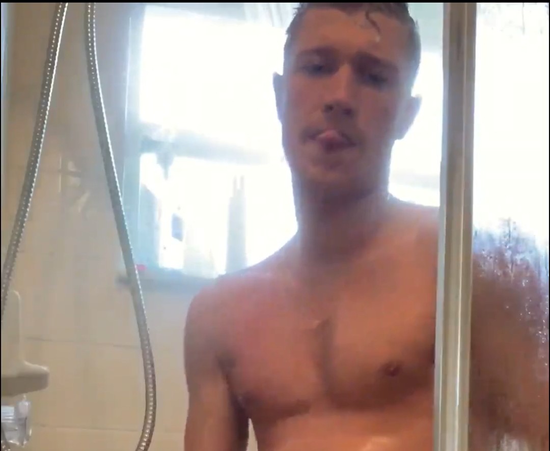 College muscle stud shower wank