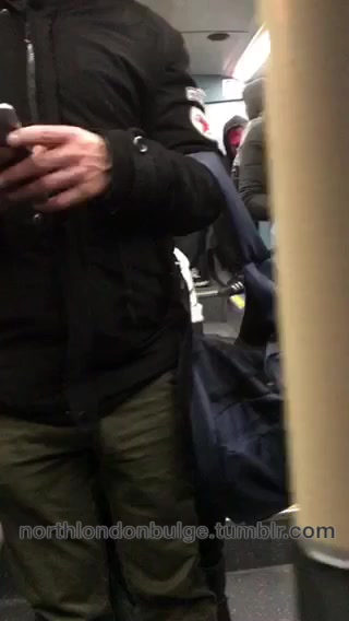 Sexy bulge on train.