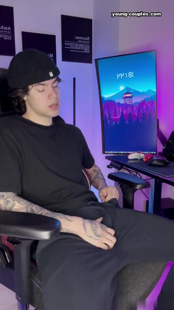 Jerking gamer boy