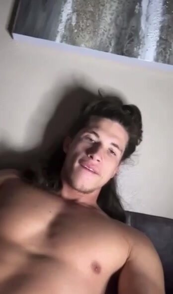 Verbal long haired boy jerking off