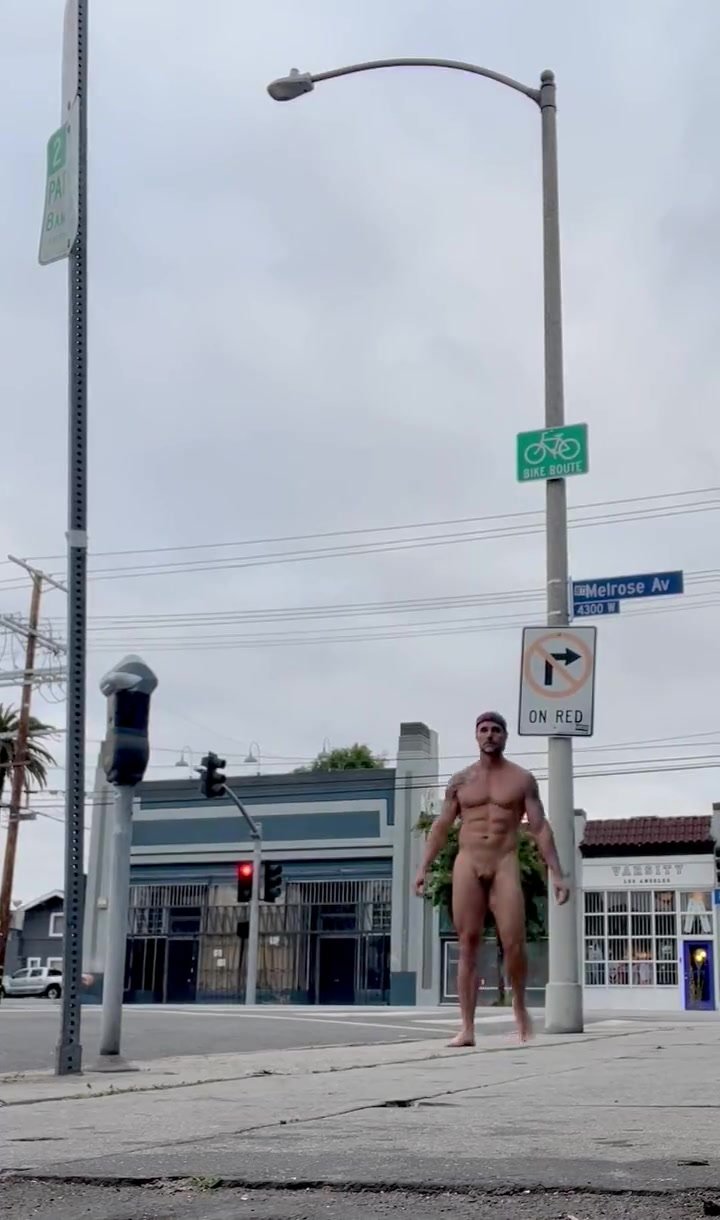 naked & hard on the street