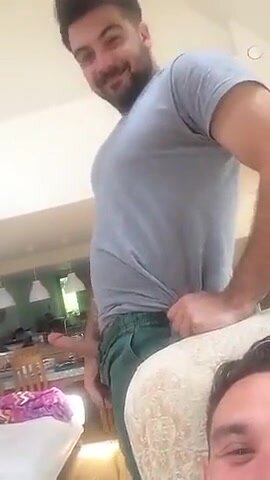 Showing his dick to his friends