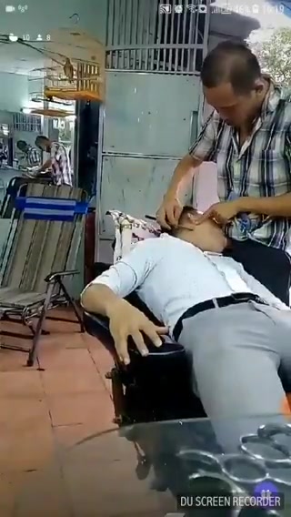 barber is sucked while shaving client