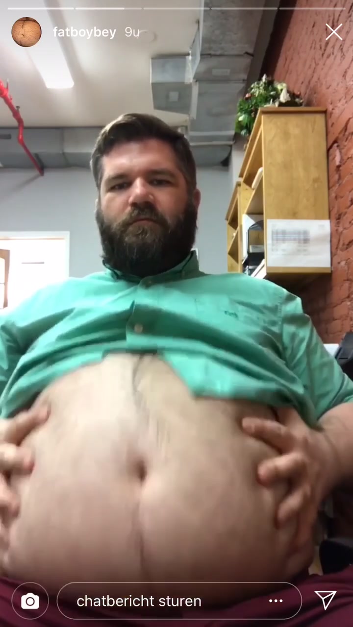 Fat guy loving his belly