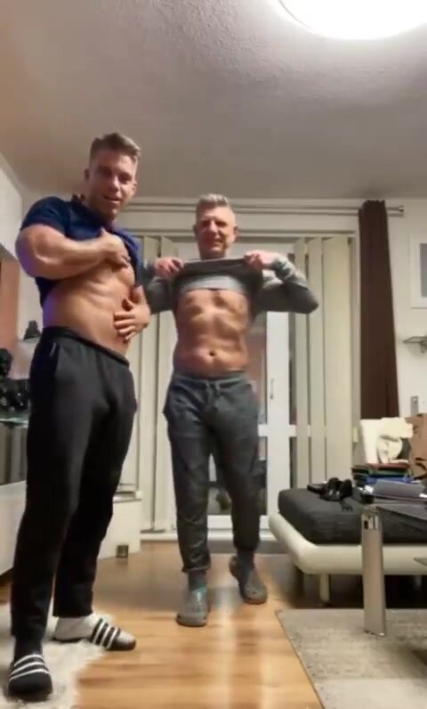 Real father and Son flashing cocks and ass