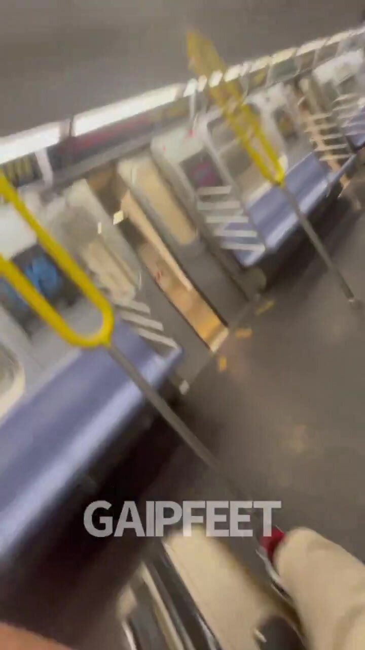 Horny guy cums on train