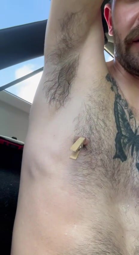 Slutty caged otter faggot jerks in his car