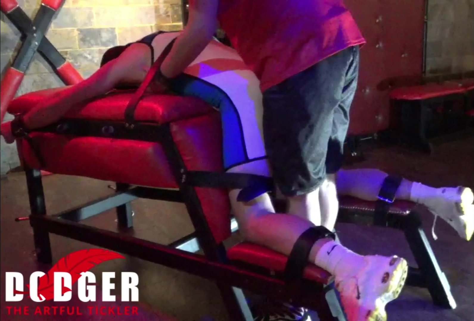 Benny gets tickled on the spanking bench