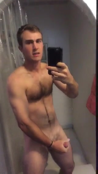 Hairy straight lean guy jerking and cumming