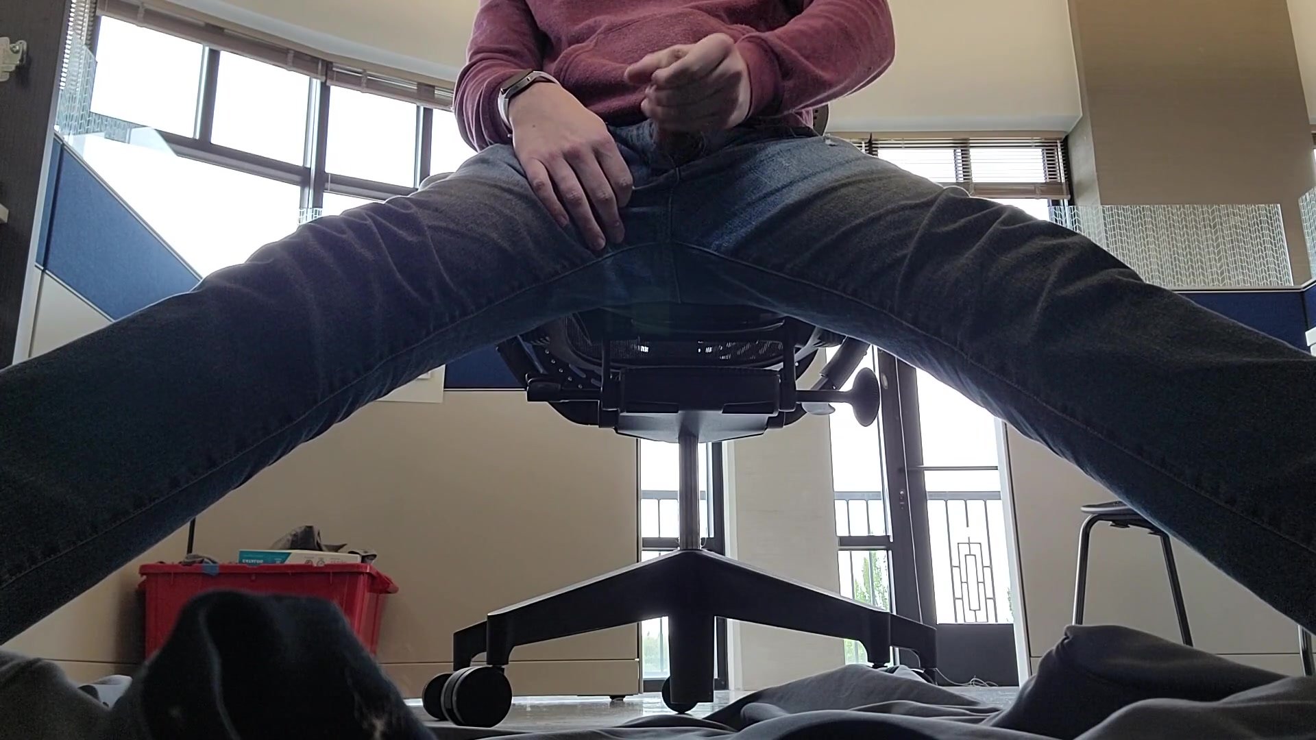 Cum under desk