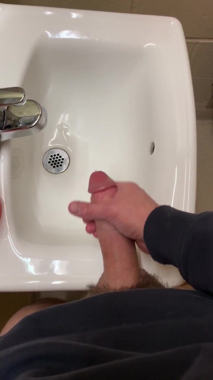 Cumming in the sink at work