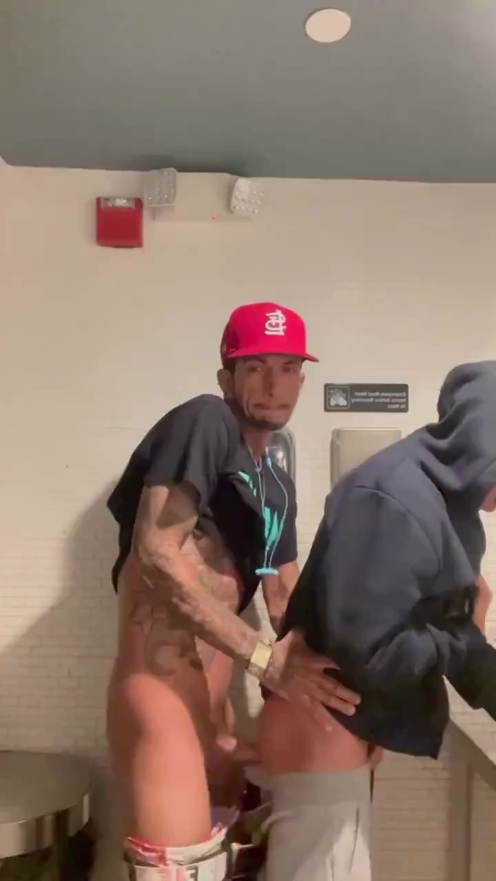 Taking a quick break in the bathroom at the club