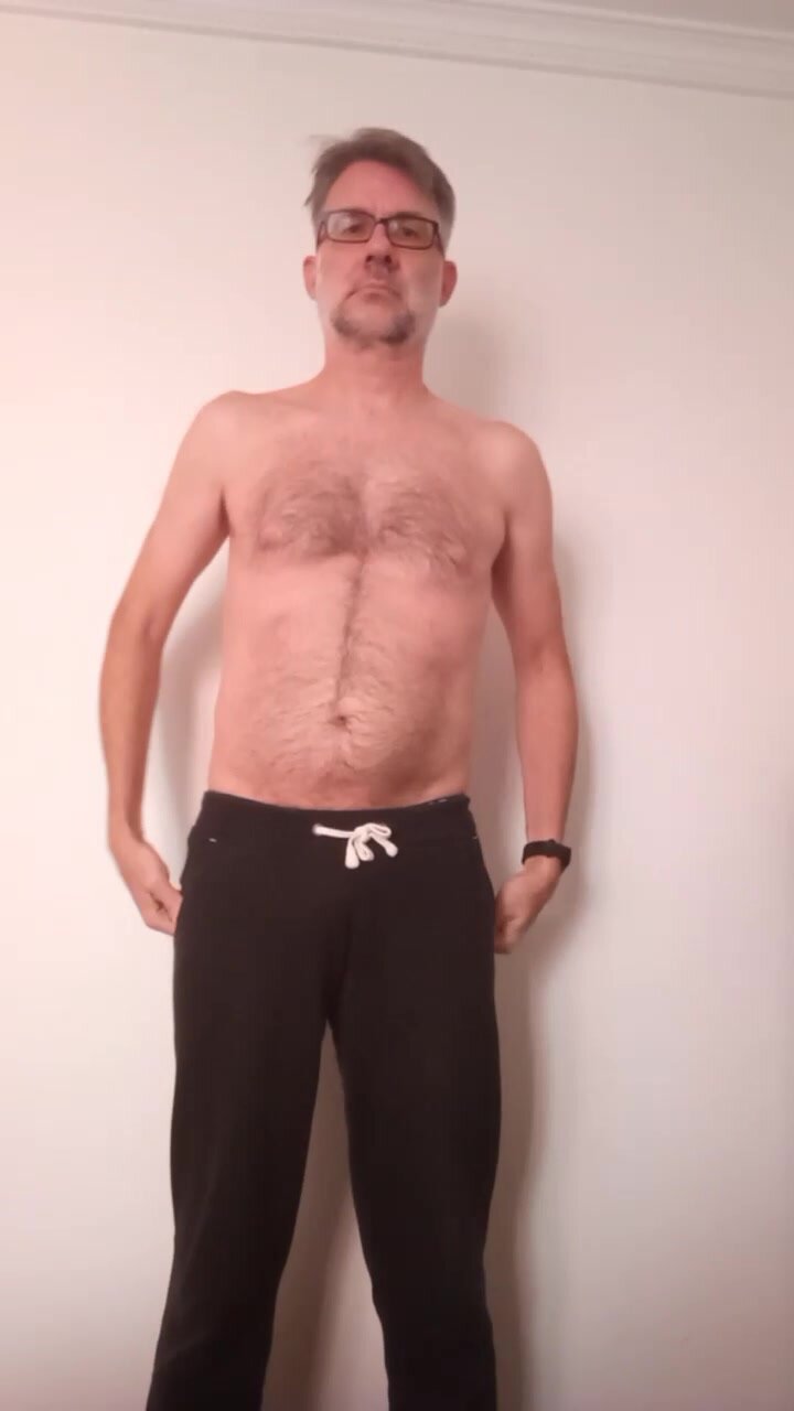 Daddy faggot strips down and spreads his ass