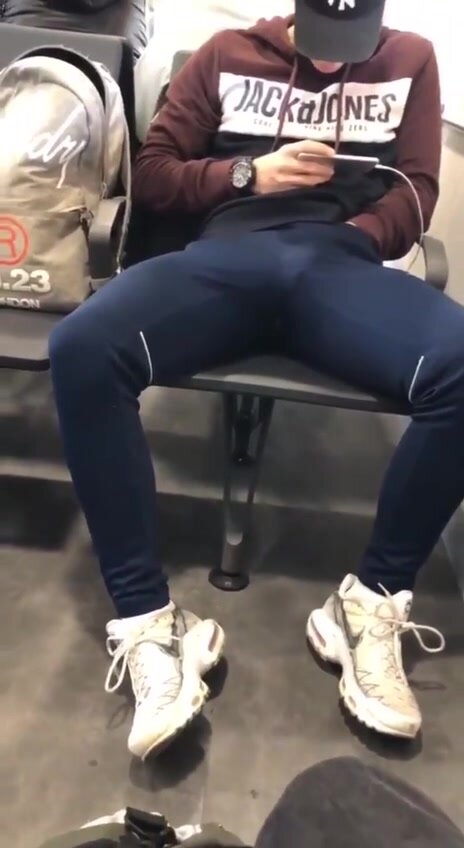 Russian guy plays with dick in his pants