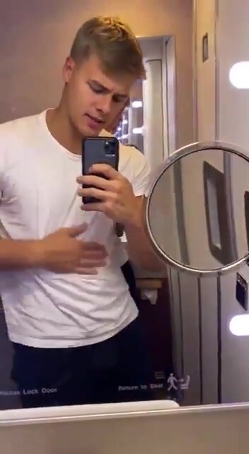 young man jerking off in bathroom until cumming
