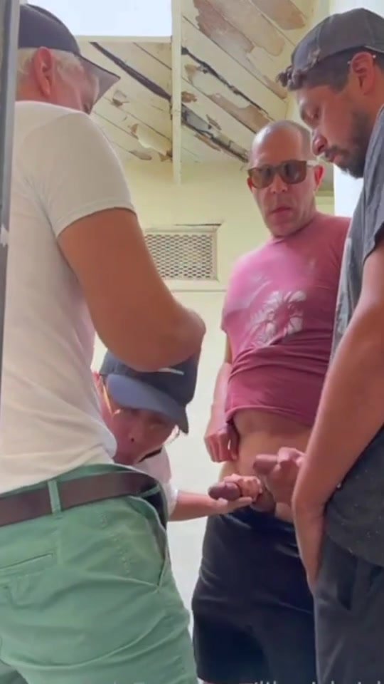Asian cruising twink slut sucks off group in bathroom