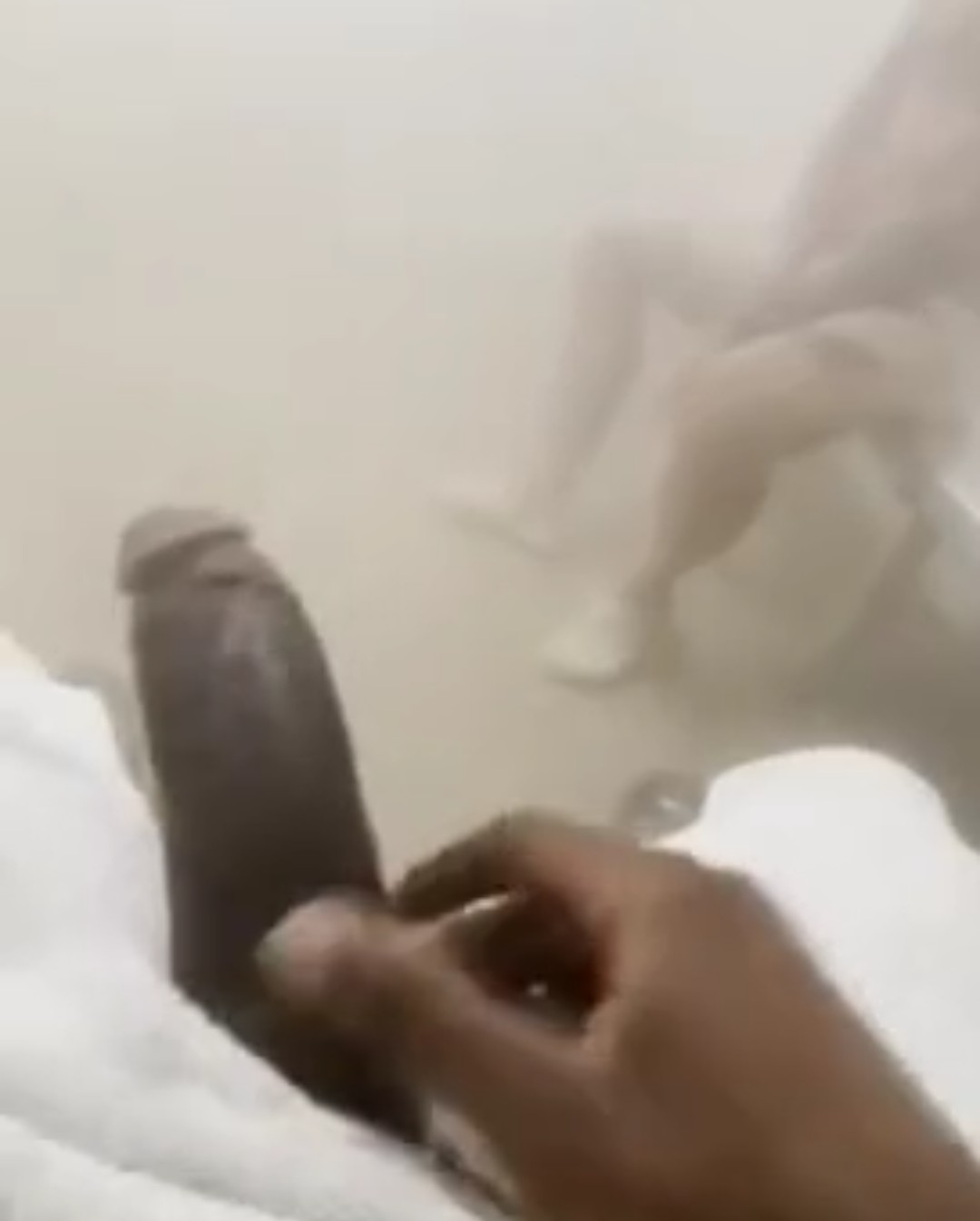Rubbing my bbc in the steam room, stranger joins