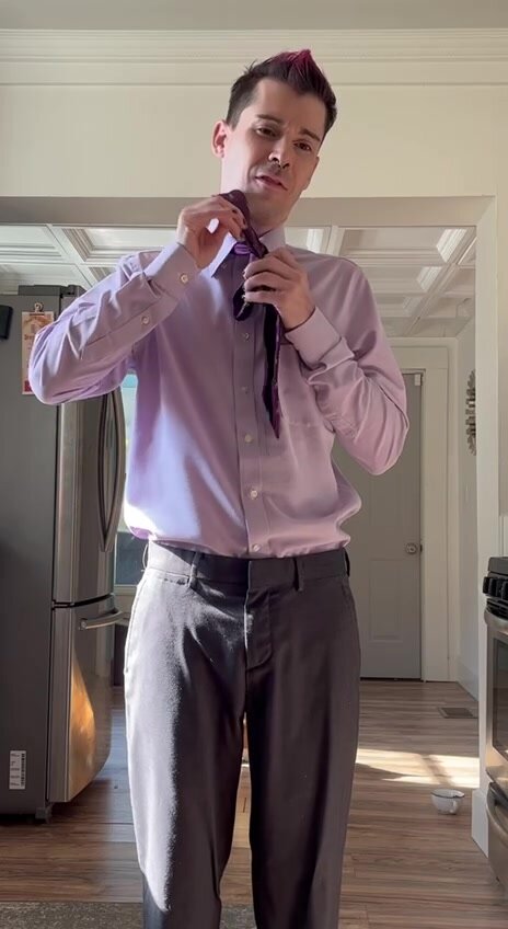 Chastity faggot strips down and shows his nub