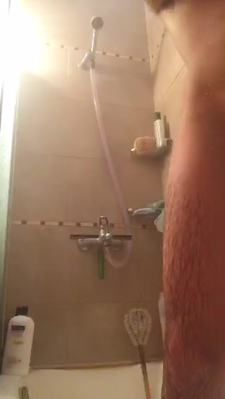 Hot Str8 latino guy showering
