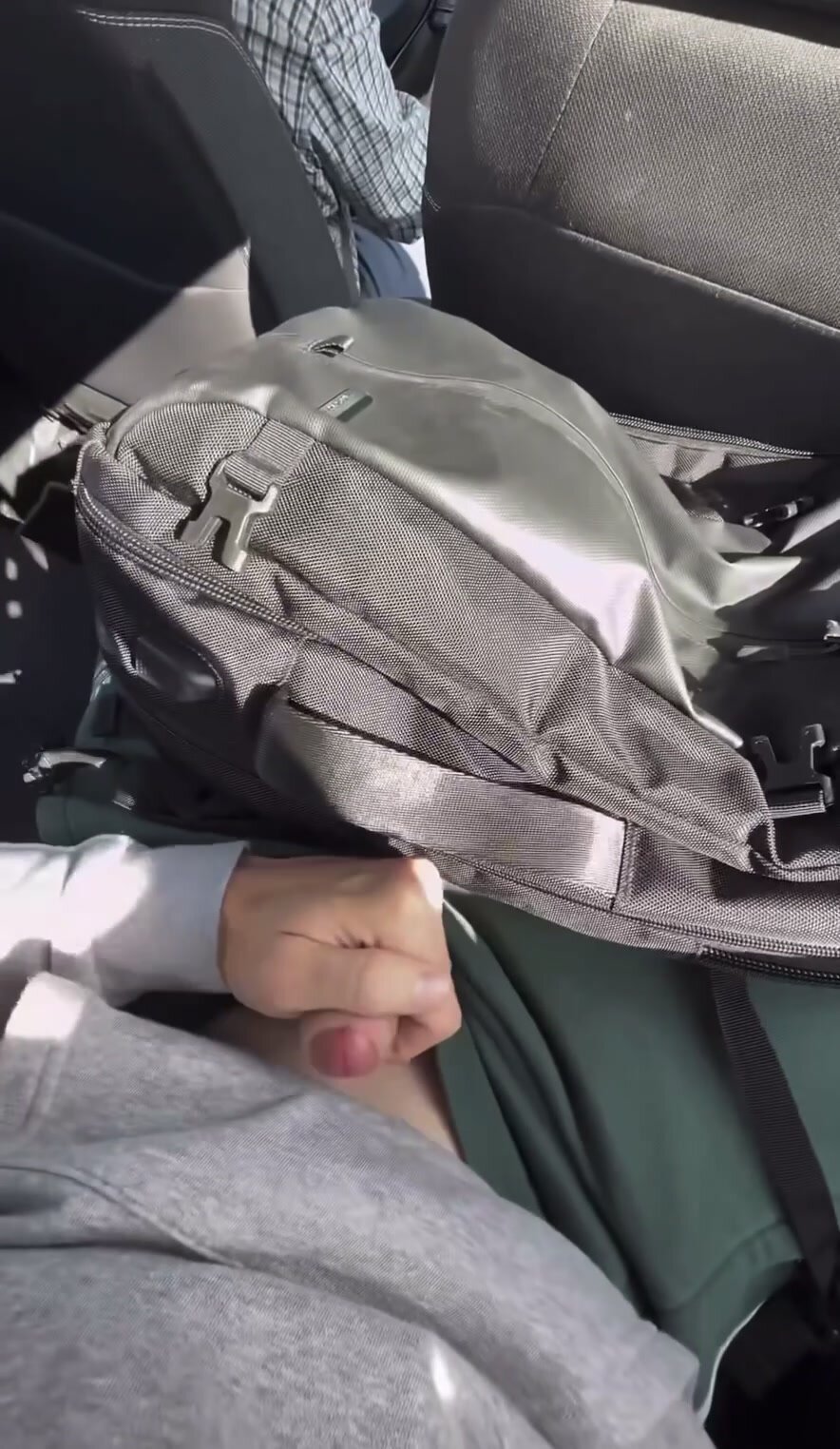 Risky jerkoff in a taxi