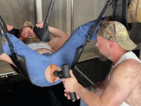redneck daddies ass play on sling - pt1