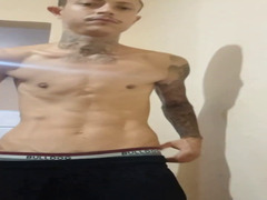 sexy little ftm strips down and plays with the pussy