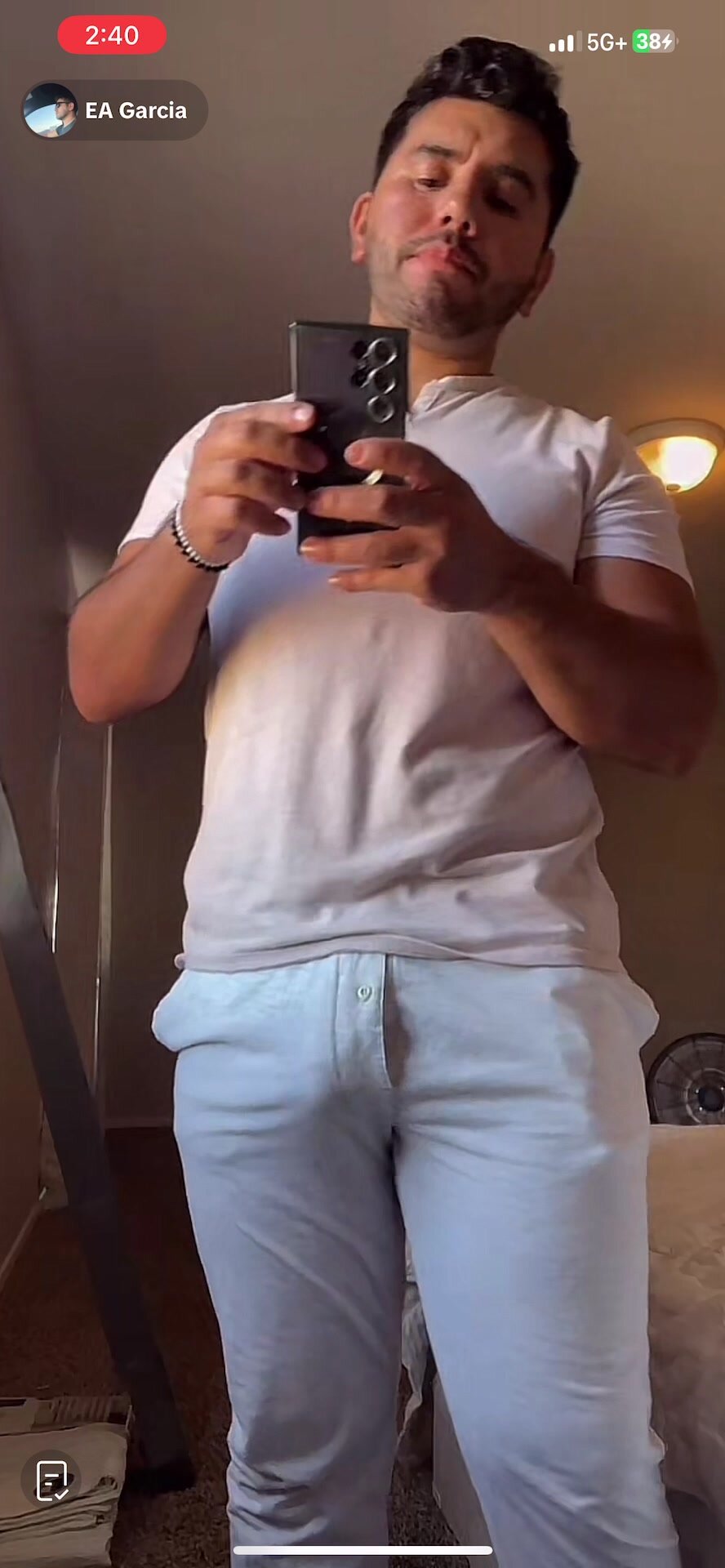 Hispanic Man Teases bulge on tiktok live