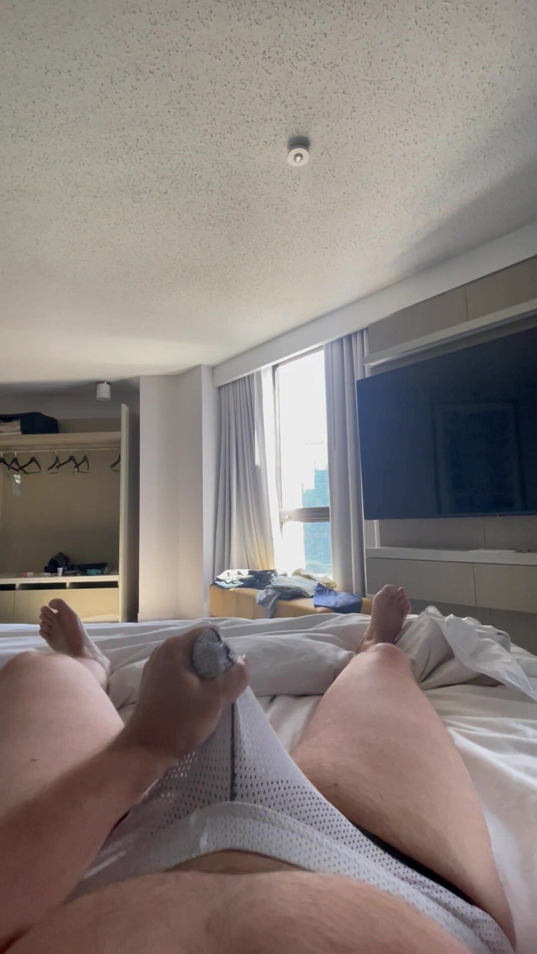 Cumming through mesh underwear
