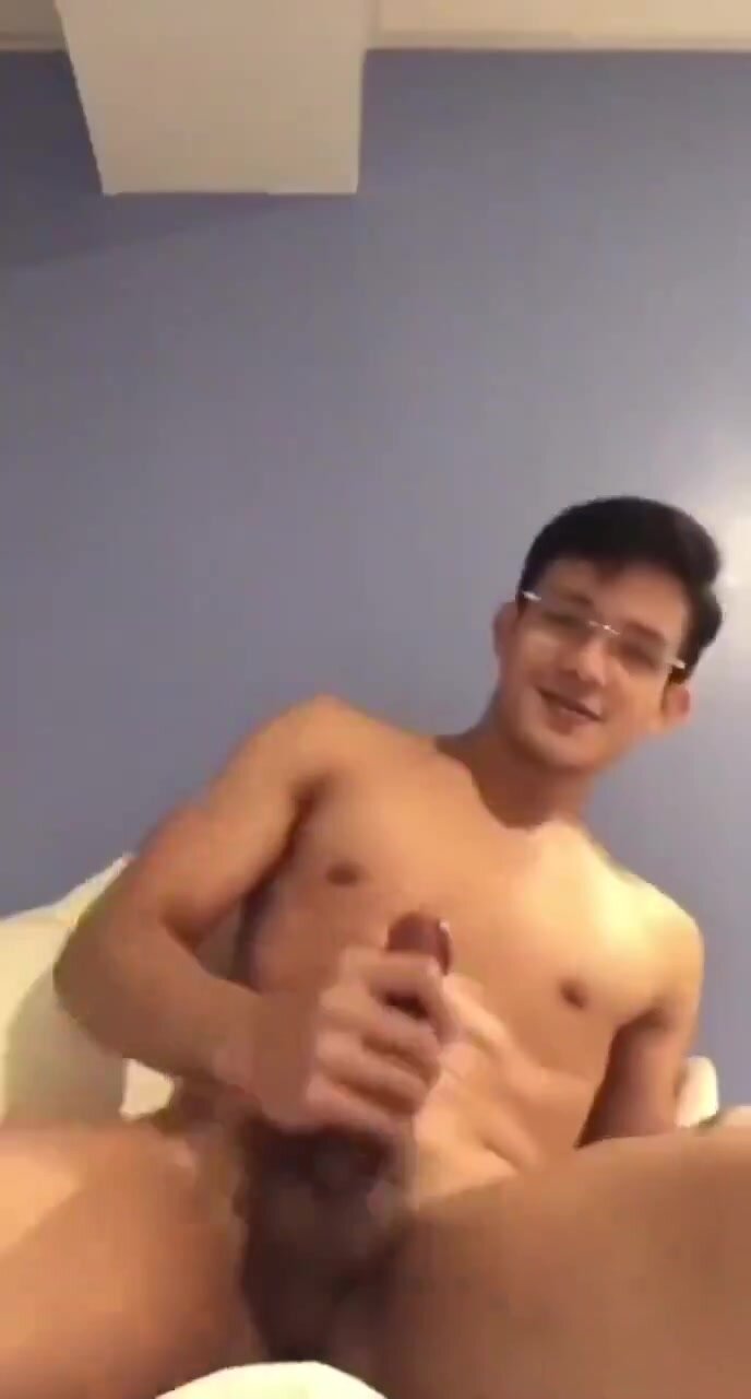 Hot Asian jock flex and jerk