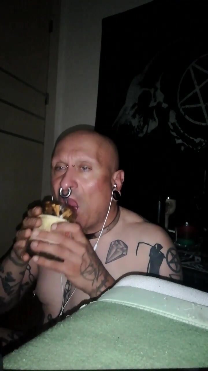 Faggot eats cigarette butts