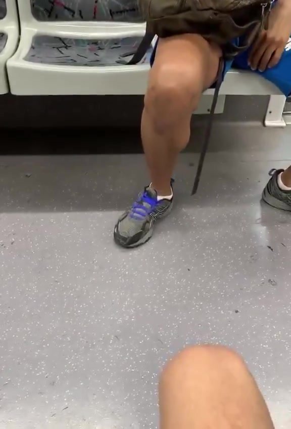 man getting a boner inside subway