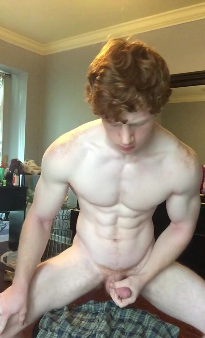 Ginger jock cums on his boxers