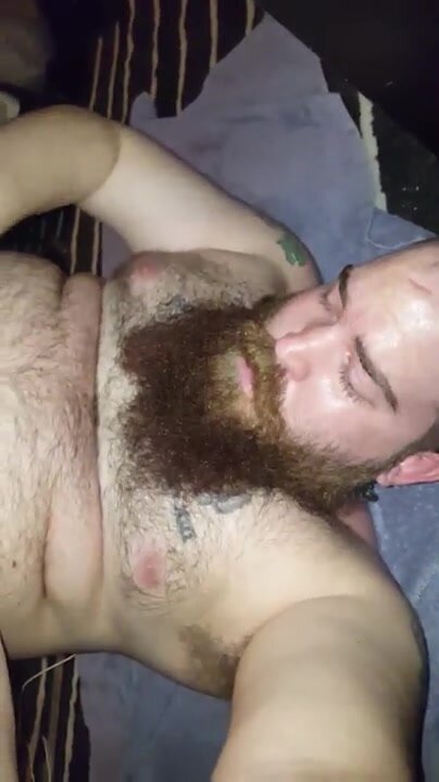 Bearded bro giving himself a self facial
