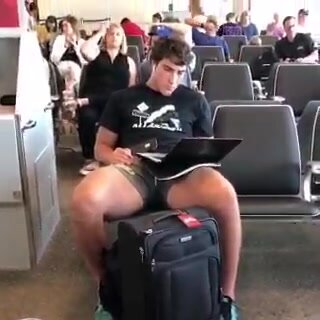 Thick thighs in airport