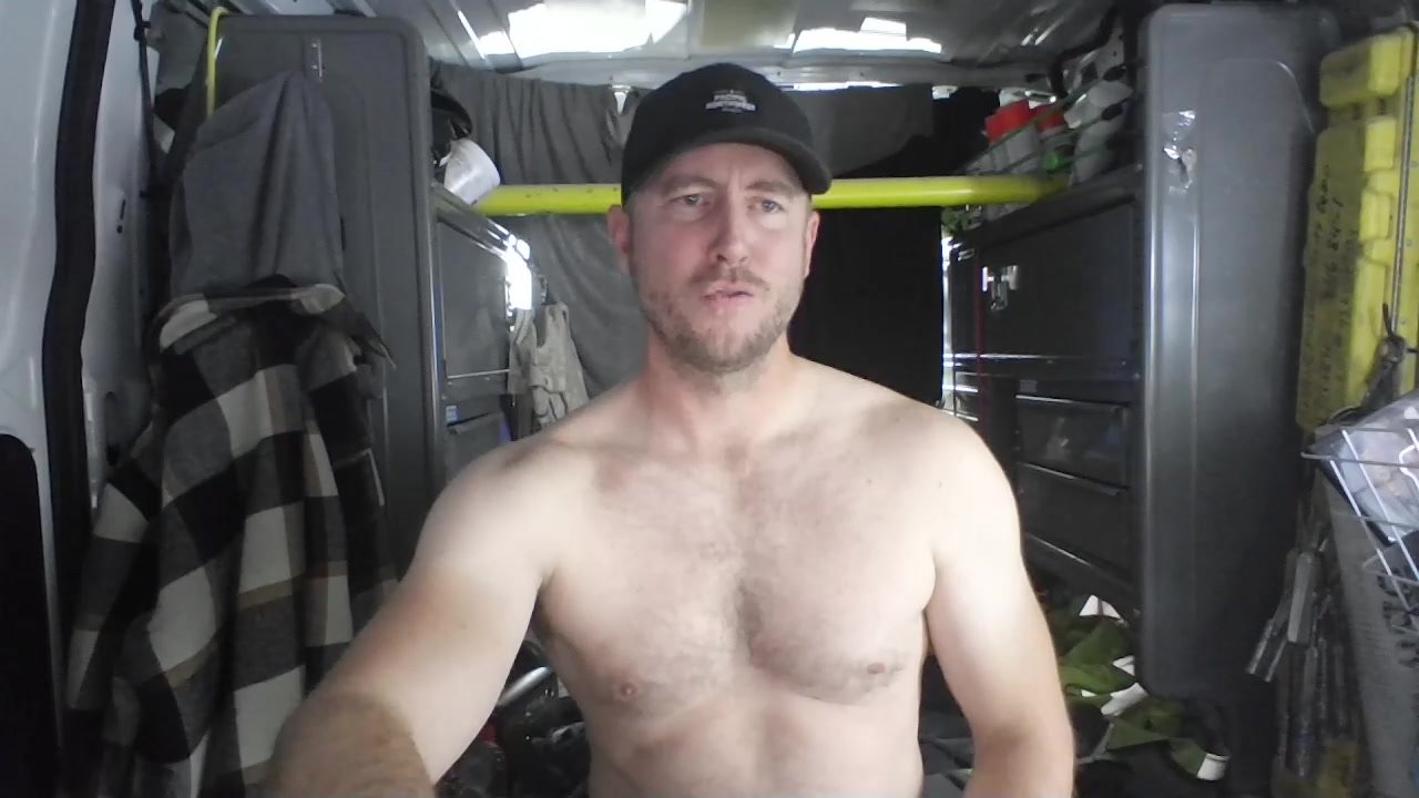 White Guy Shows Off His Ass In His Van