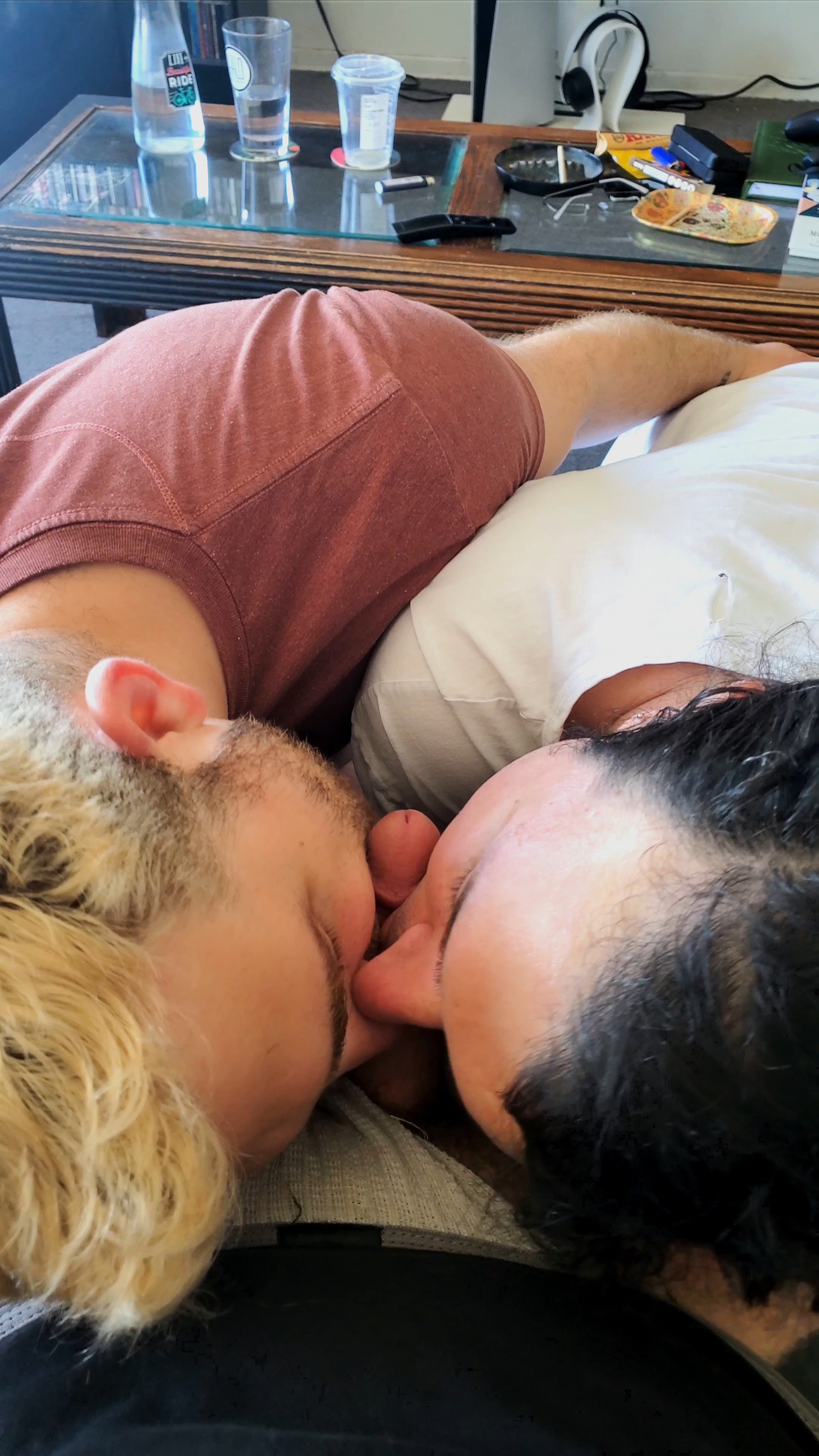 Married couple enjoying my cock and balls together