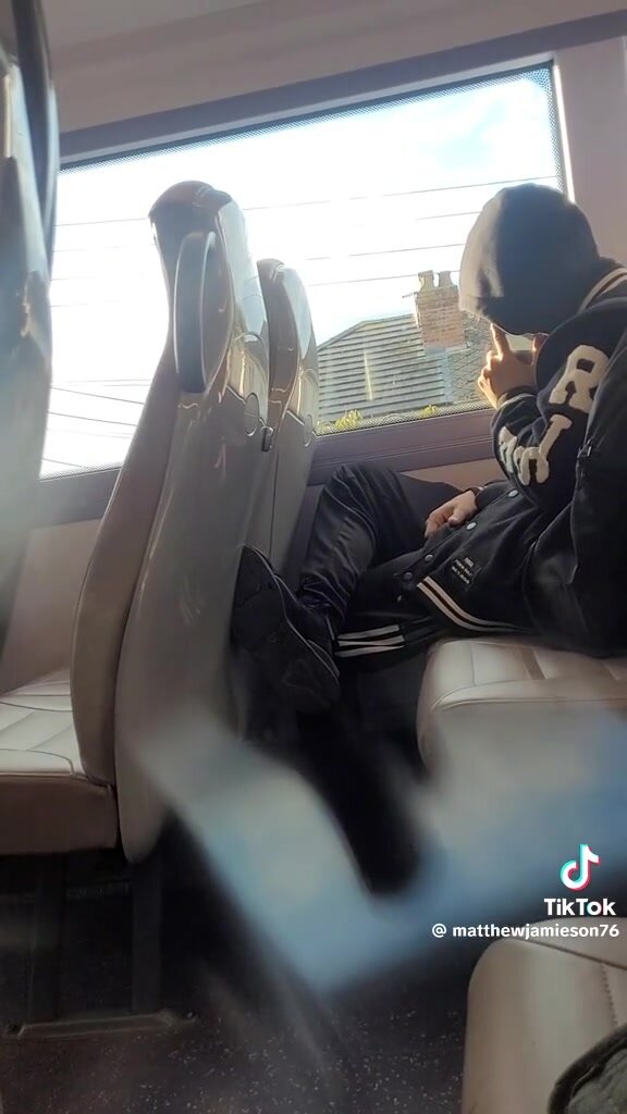 Boy Play cock spied in public Transport