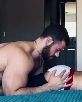 Hairy muscle stud inhales a nice butt