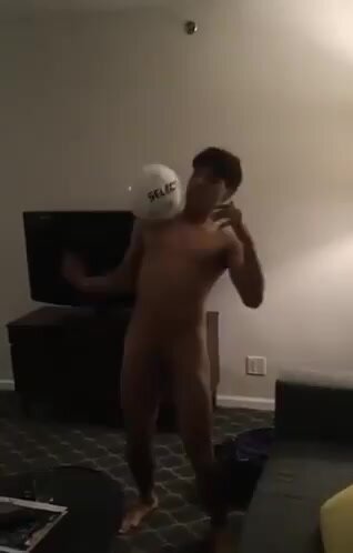 Lad Plays Football Naked
