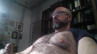Hairy chested bear dad busts a nutt